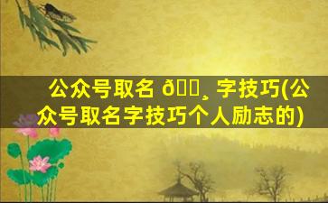 公众号取名 🕸 字技巧(公众号取名字技巧个人励志的)